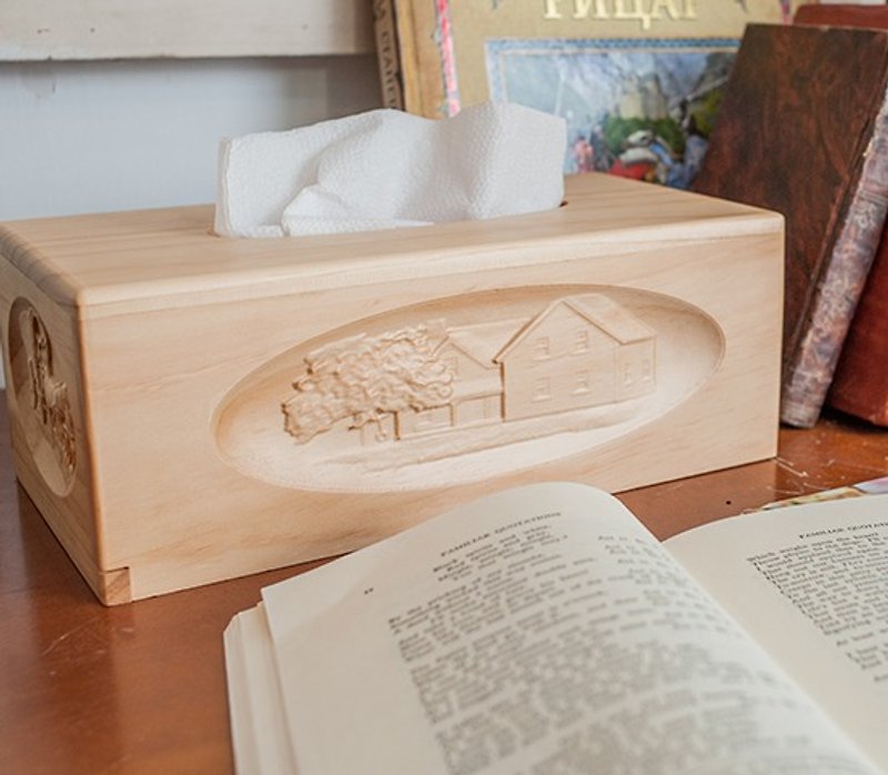 【居家良品】 木制 面纸盒 - 摆饰 - 木头 卡其色