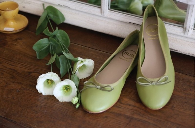 SUD牛皮芭蕾鞋Macaron抹茶绿 - 女款休闲鞋 - 真皮 绿色