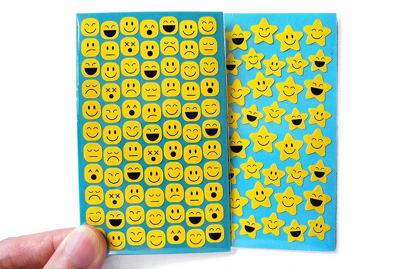 圆角方形表情 / 星星哈哈表情贴纸 2份组 - 贴纸 - 防水材质 黄色