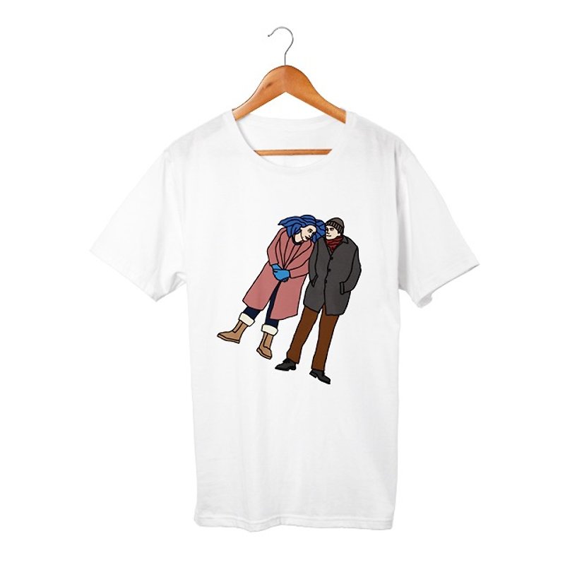Joel & Clementine T-shirt - 中性连帽卫衣/T 恤 - 棉．麻 白色