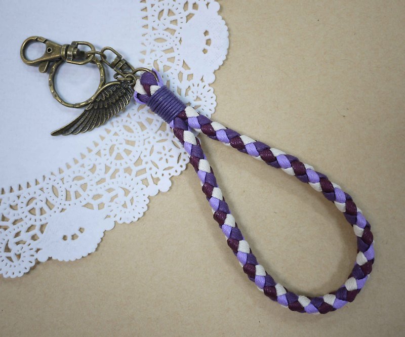 ~米+熊~  复古 编织钥匙圈 蜡线编织钥匙圈 (四股边:紫色系) - 其他 - 棉．麻 紫色
