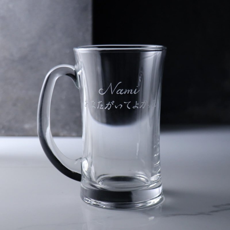 330cc【定制啤酒杯】马克杯玻璃雕刻刻字 - 酒杯/酒器 - 玻璃 透明
