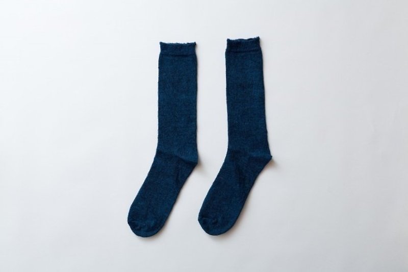 リネンニットのソックス（ダークブルー）メンズ - 袜子 - 其他材质 蓝色