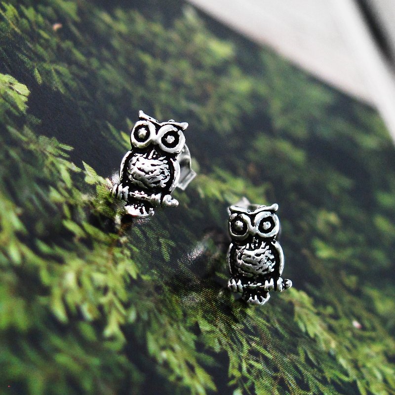 猫头鹰 owl 纯银耳环 925纯银 动物耳环-64DESIGN银饰 - 耳环/耳夹 - 纯银 银色