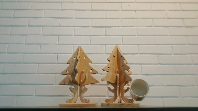 圣诞树杯架(附赠麋鹿串珠钥匙圈) - 餐垫/桌巾 - 木头 多色