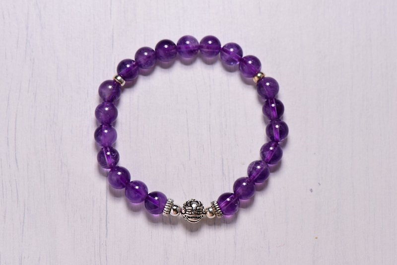 招财。紫水晶6mm貔貅手串。Prosperity - Amethyst with pí xiū - 手链/手环 - 宝石 紫色