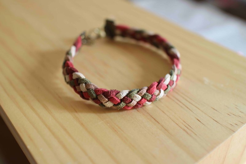 编织手环--韩国麂皮绒【暮秋果子】 - 手链/手环 - 真皮 红色