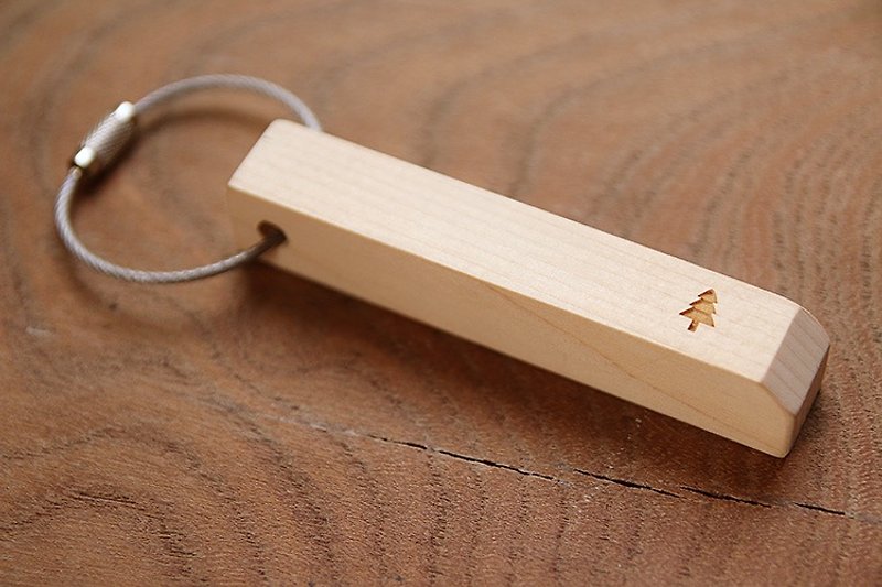 【美国红桧】原木小树钢索钥匙圈 - 钥匙链/钥匙包 - 木头 