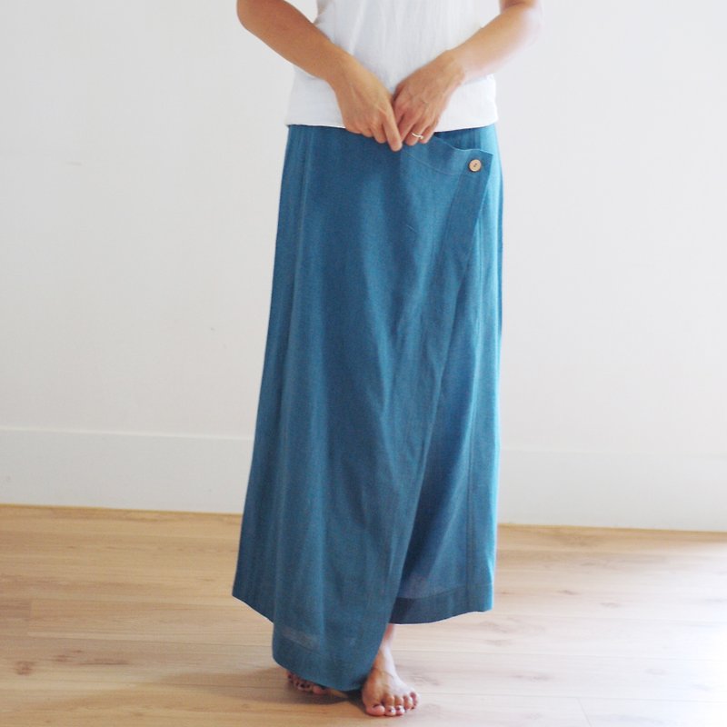 手工棉低档裤裙 - 蓝 - 女装长裤 - 棉．麻 蓝色