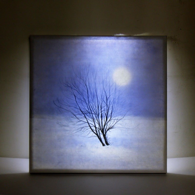 雪地月夜 装饰画 30cm x 30cm创意无框画（含框） - 海报/装饰画/版画 - 纸 蓝色