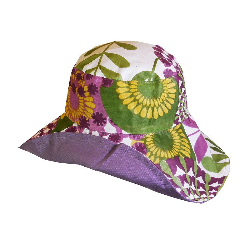 Boho Chic Style 淑女帽-紫色花卉 - 帽子 - 棉．麻 紫色