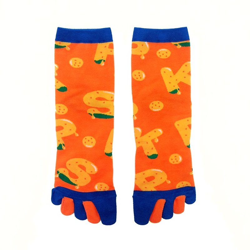 台湾北部水果 / 橘蓝 / 热情如果系列袜 - 袜子 - 棉．麻 橘色