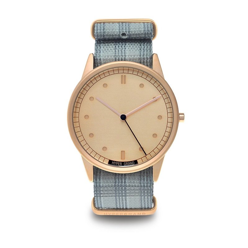 HYPERGRAND - 01基本款系列 -  FULTON 富尔顿灰格纹 手表 (玫瑰金) - 女表 - 其他材质 金色