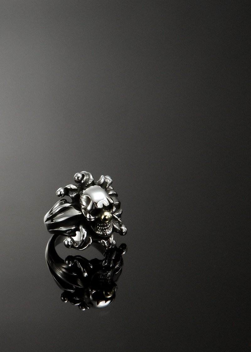 Joker Skull Ring 马戏团小丑骷髅戒指 (L) | Circus Collection - 戒指 - 纯银 银色