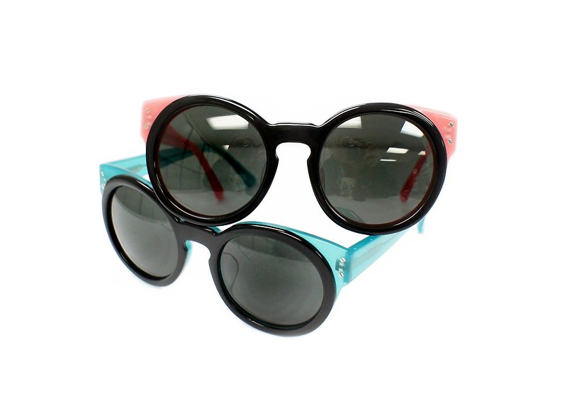 [清货特价] 手工制作 趣味圆框墨镜 男女太阳眼镜框 - 眼镜/眼镜框 - 塑料 黑色