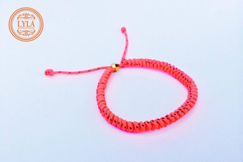 萤光粉橘-细版编绳 - 手链/手环 - 其他材质 红色