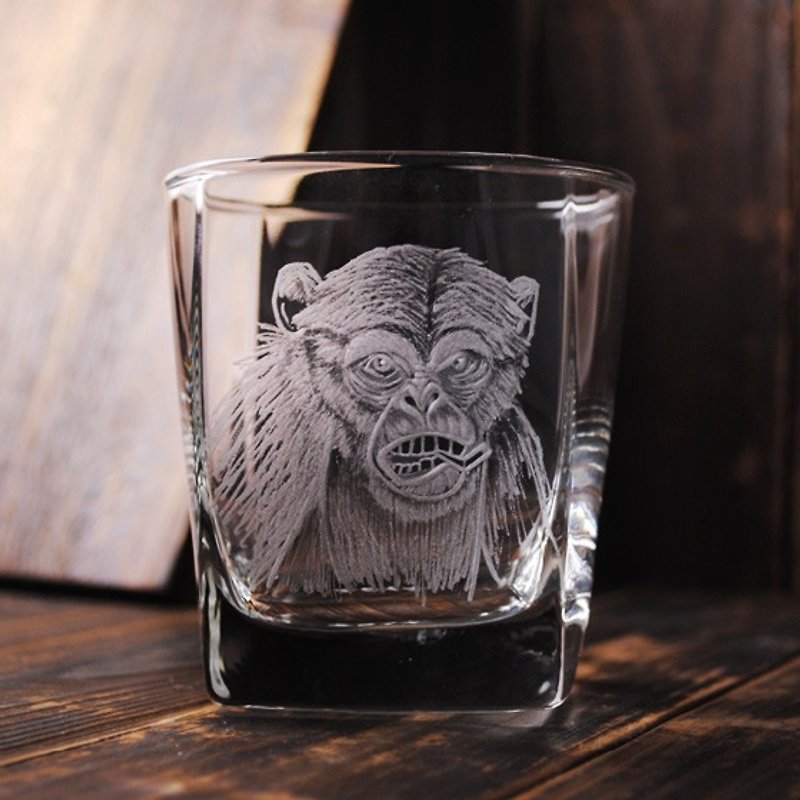 295cc【猴猿】威士忌杯 写实动物雕刻12生肖属猴定制化 - 酒杯/酒器 - 玻璃 咖啡色
