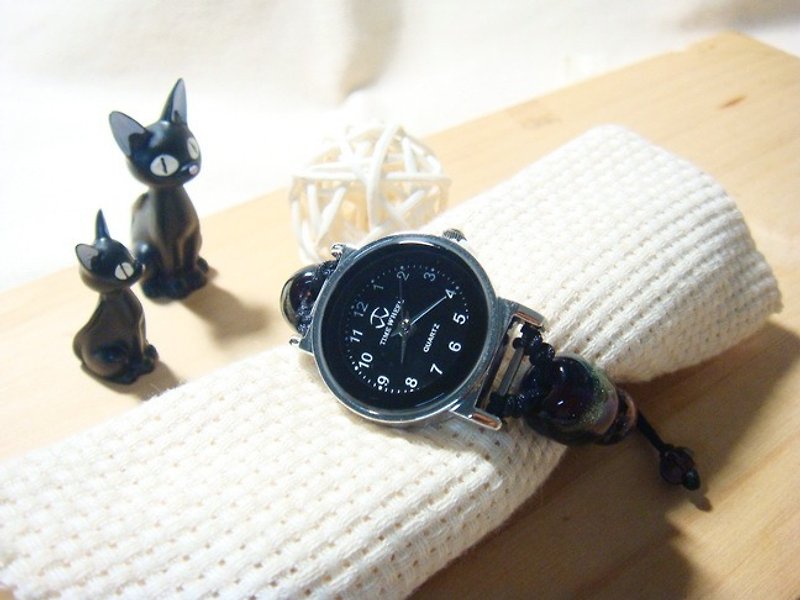 柚子林手工琉璃 - 手表 - 设计款 - 相爱的时间点 - 女表 - 玻璃 黑色