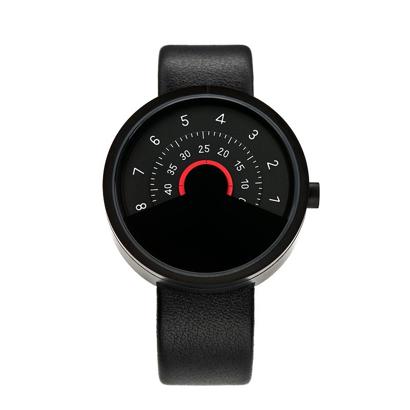 ANICORN简约设计-时尚转盘机械手表(纯钢雾面黑+红色)Series 000-BR - 女表 - 其他金属 黑色