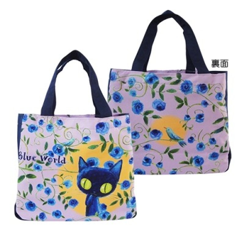 BLUE WORLD ,日本蓝猫与花小提袋_Purple (BW1408101) - 手提包/手提袋 - 其他材质 多色
