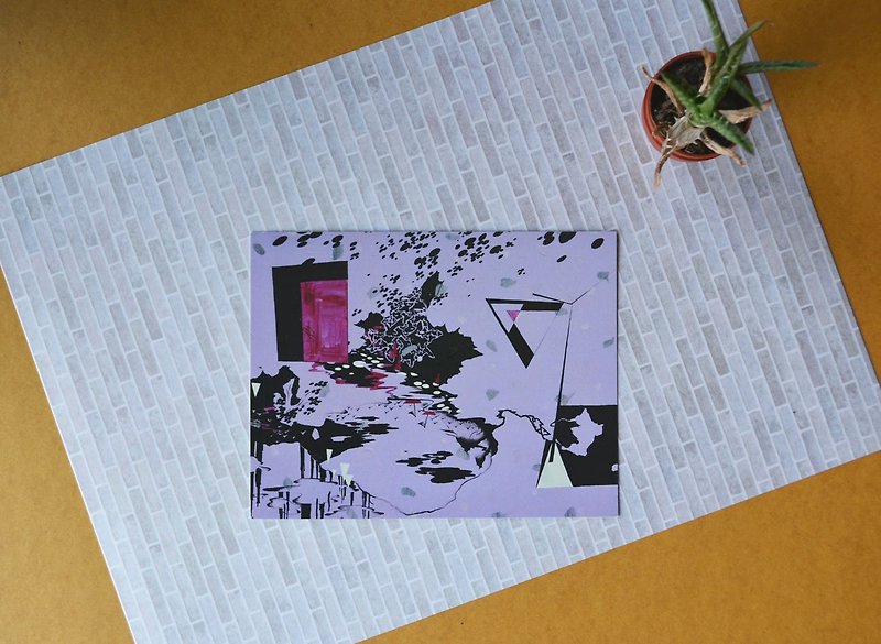英国 艺术家 插画明信片 几何 紫色 三角形 未知空间 抽象卡片 - 卡片/明信片 - 纸 紫色