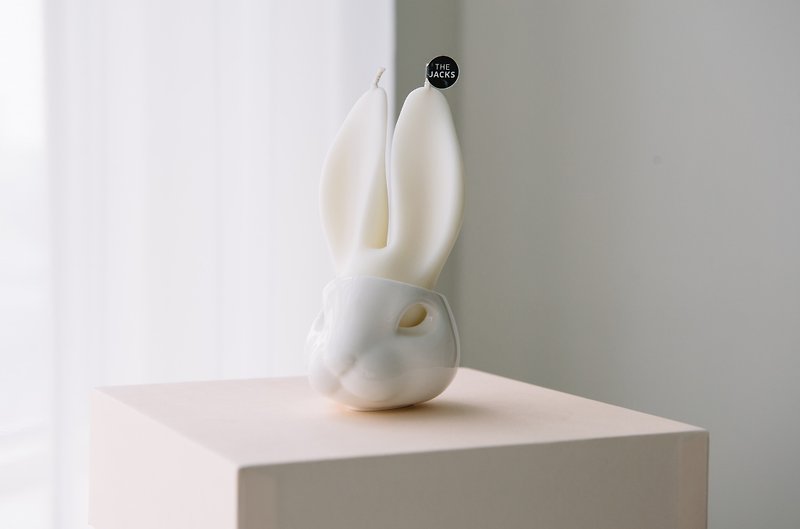 韩国The Jacks 白色兔脸烛台＋兔耳蜡烛组 - 蜡烛/烛台 - 蜡 白色