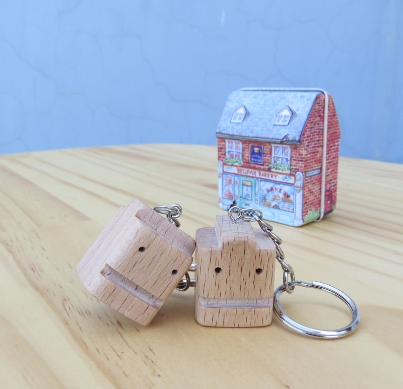 HO MOOD 婚礼小物系列—庞克情人 对印 钥匙圈 - 钥匙链/钥匙包 - 木头 卡其色