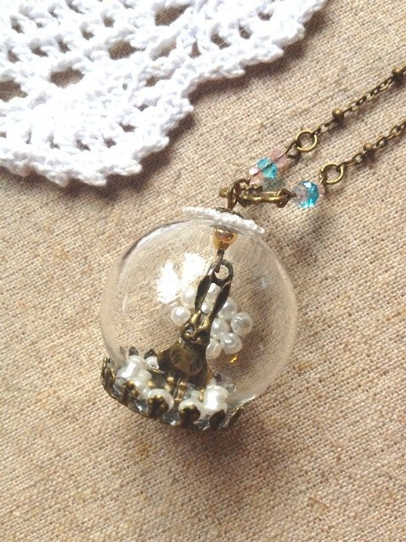 [imykaka] ♥ 水晶珍珠兔子水晶玻璃球项链 - 项链 - 玻璃 白色