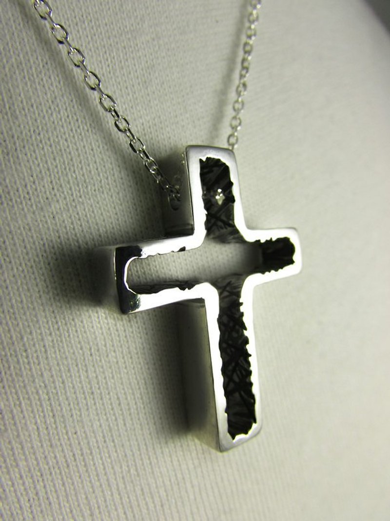 cross a necklace_十字架a项链 | 潮男 型男 男性 对链 情侣对链 - 项链 - 银 银色