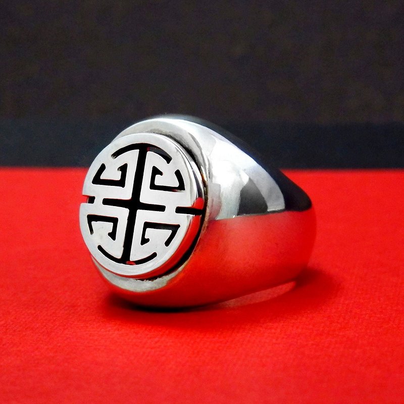 禄纹戒 冠军戒 现代中国风系列 纯银戒指 - 戒指 - 纯银 银色