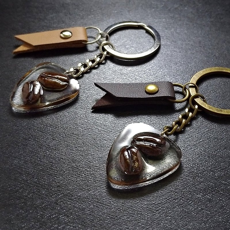 Pick咖啡 钥匙圈 特殊材质 真实咖啡豆创作 pick造型 礼物 个性 - 钥匙链/钥匙包 - 其他材质 咖啡色