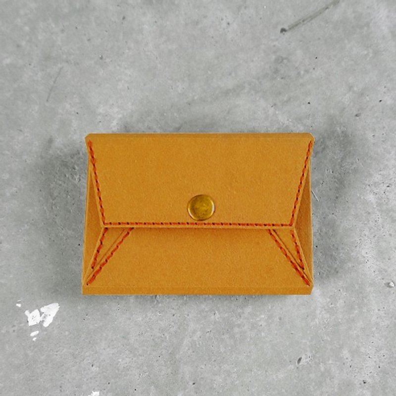 名片夹、零钱包 - 水洗牛皮纸 (松褐)  纸皮革 - 名片夹/名片盒 - 纸 橘色