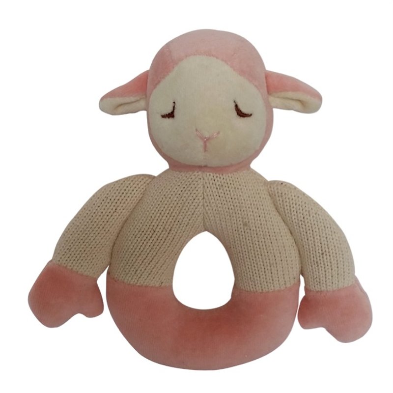 美国MyNatural有机棉晚安系列固齿器手摇铃-粉红小羊 - 玩具/玩偶 - 棉．麻 粉红色