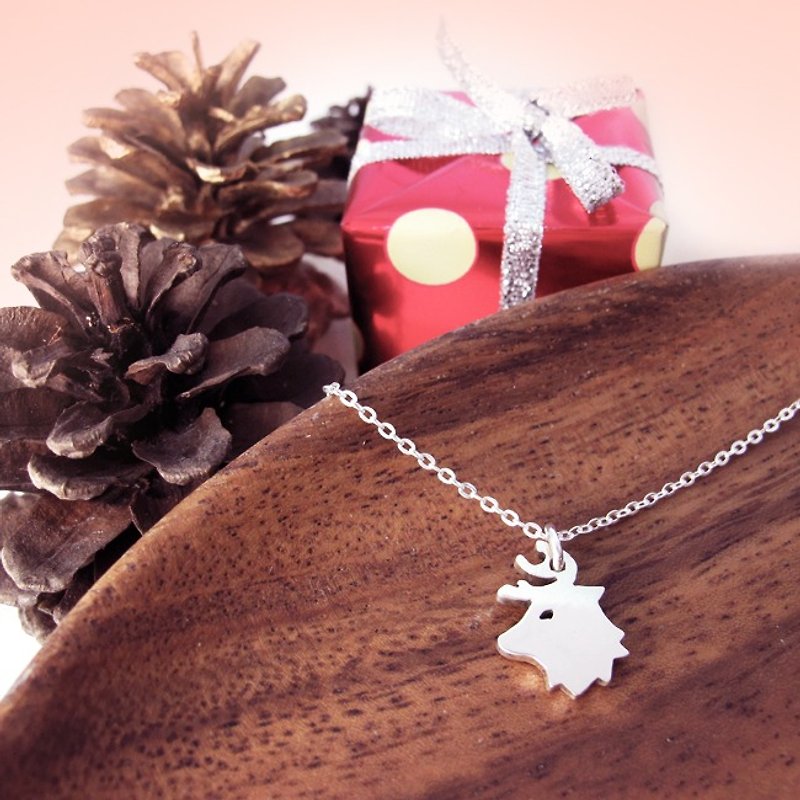 麋鹿 项链 圣诞节 礼物特派鹿 手工纯银项链-64design - 项链 - 其他金属 白色