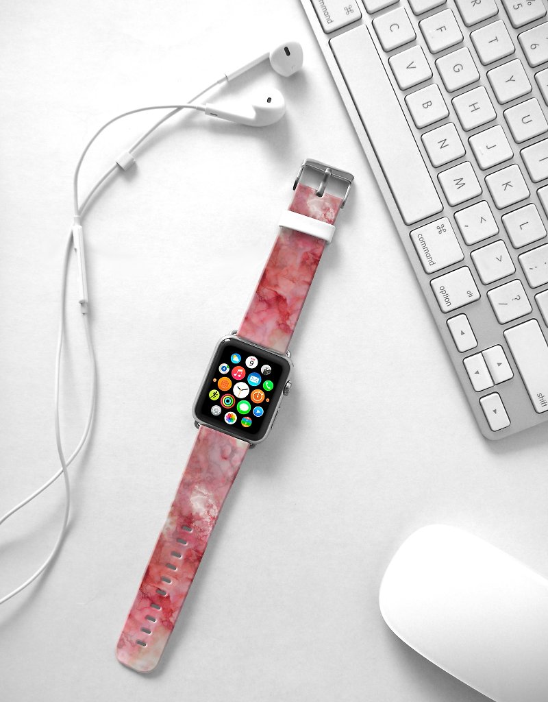 Apple Watch Series 1 , Series 2, Series 3 - Apple Watch 真皮手表带，适用于Apple Watch 及 Apple Watch Sport - Freshion 香港原创设计师品牌 - 粉红云石纹 231 - 表带 - 真皮 