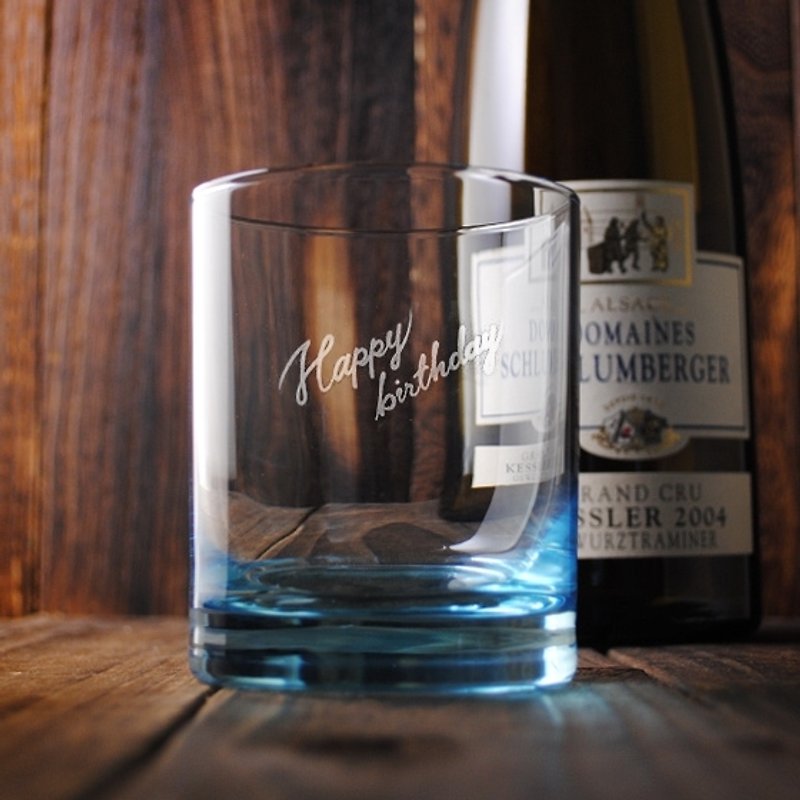 250cc【MSA天空蓝威士忌杯玻璃雕】意大利 Bormioli Rococo刻字威士忌杯 - 茶具/茶杯 - 玻璃 蓝色