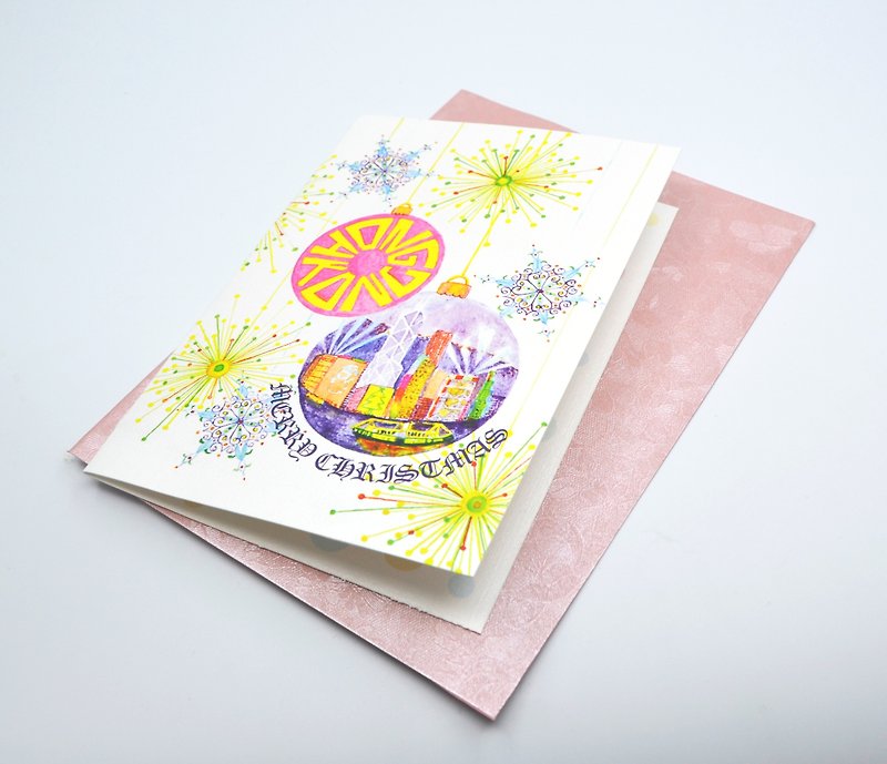 手绘圣诞咭 – 圣诞球香港 - 卡片/明信片 - 纸 多色