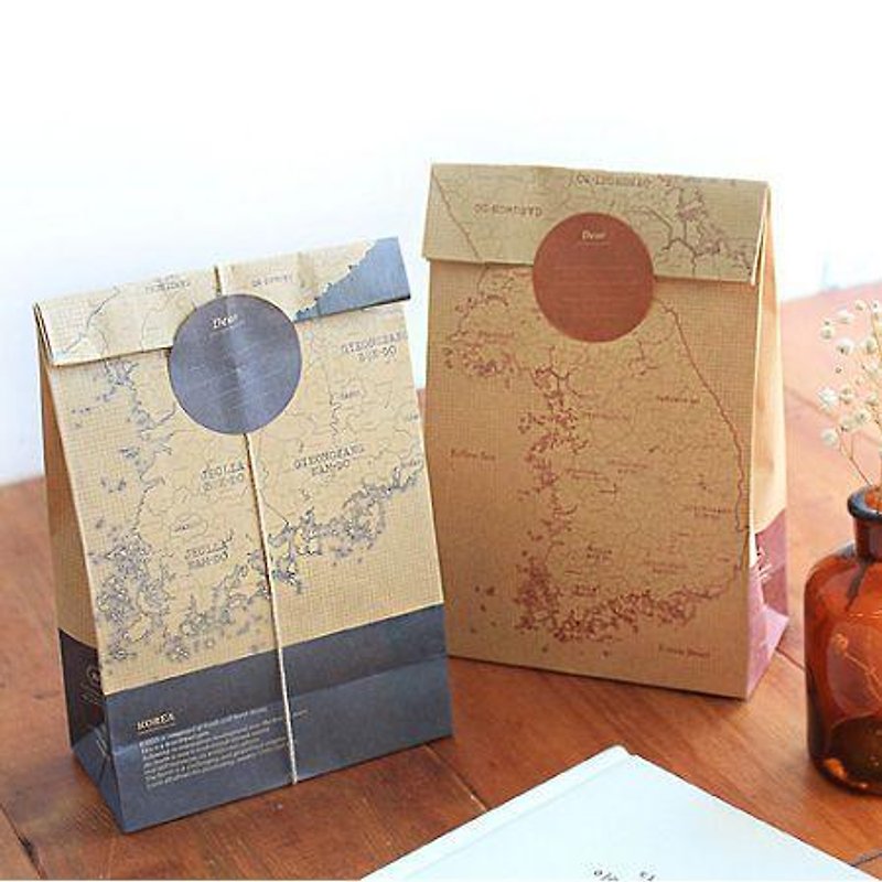 Dessin x Indigo-韩国地图包装礼物袋组(4入)-牛皮原色,IDG02695 - 包装材料 - 纸 卡其色