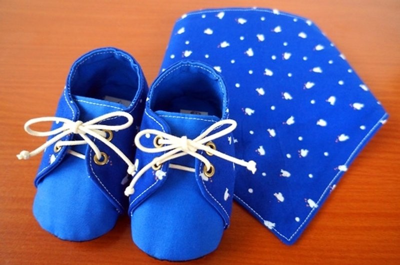可爱三角领巾/婴儿鞋/学步鞋/帆布鞋 满月礼 弥月礼盒 定制化 - 围嘴/口水巾 - 其他材质 蓝色