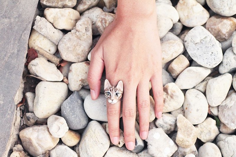 猫咪黄铜戒指 ( Mok Cat Ring ) - 戒指 - 其他金属 咖啡色