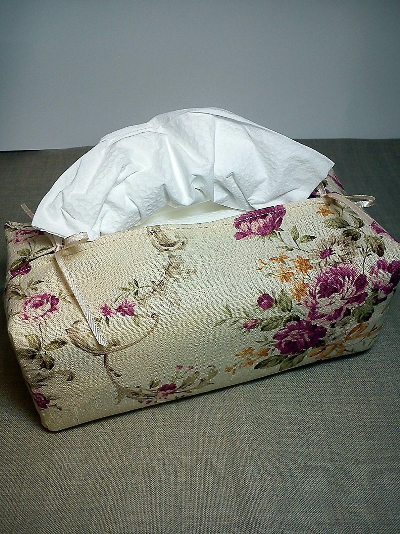 袋装抽取式面纸套 古典花儿2  - 其他 - 棉．麻 白色