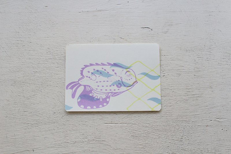 【ZhiZhiRen】厵 | 绢印明信片 - 旗津补鱼 - 马头鱼 - 卡片/明信片 - 纸 紫色