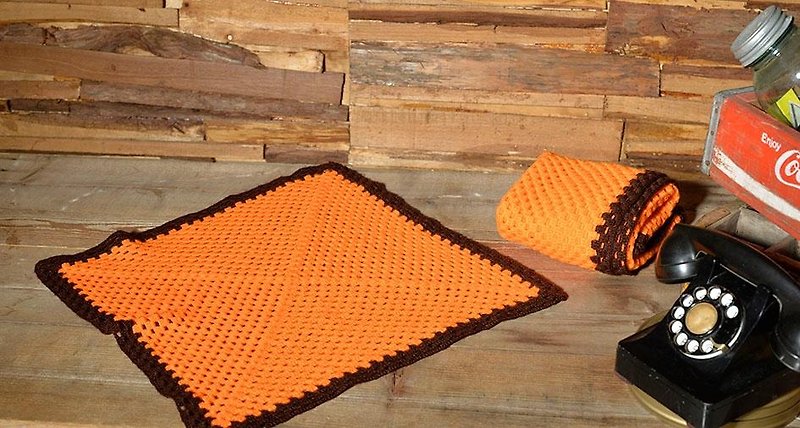 普普风手工编织毯 - 被子/毛毯 - 其他材质 橘色