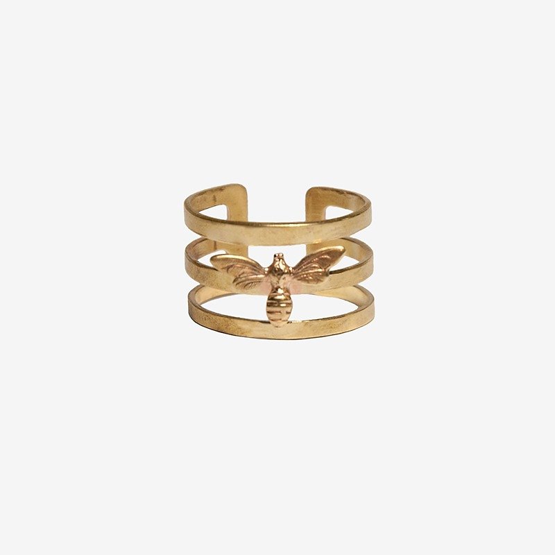 蜜蜂黄铜三环戒 - 戒指 - 其他金属 金色