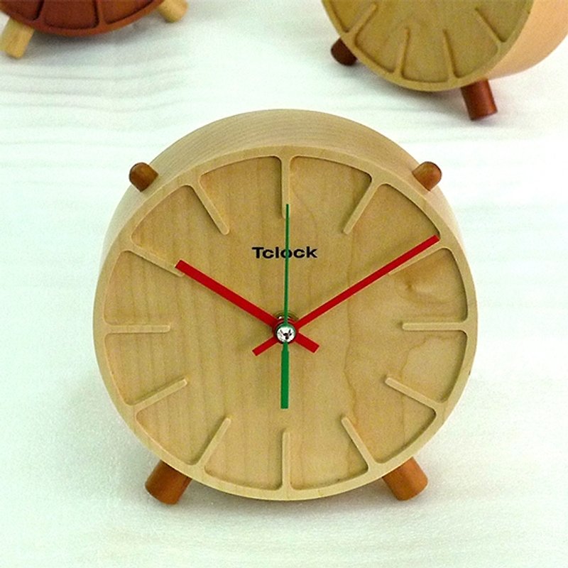 ‘线条 Line’原木圆桌钟 加拿大硬枫木 美国樱桃木 实木制做 - 时钟/闹钟 - 木头 