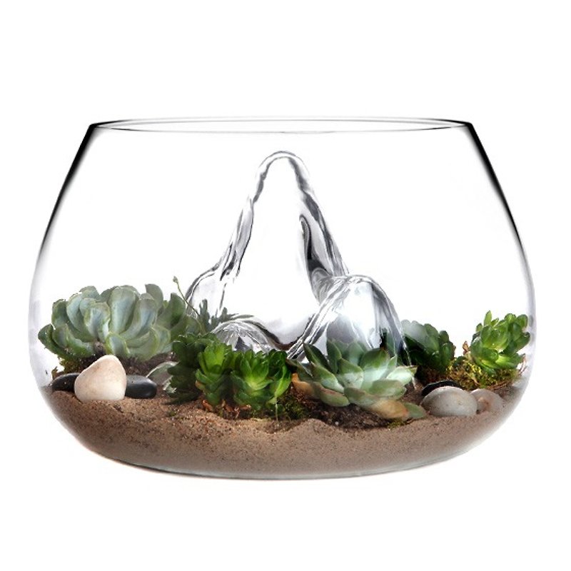 【鱼缸】30cm 山水艺术鱼缸 玻璃雕设计(不含任何内容物仅有鱼缸) - 摆饰 - 玻璃 绿色