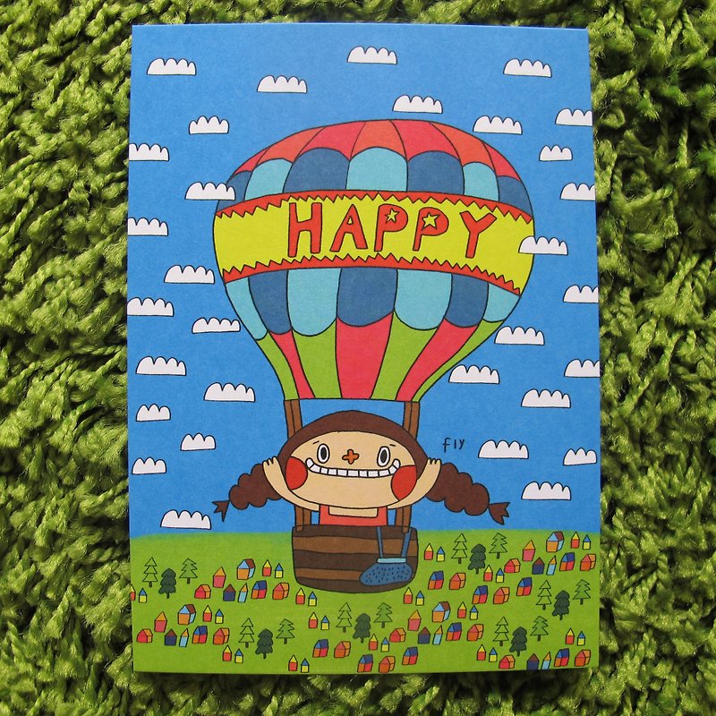 花大鼻明信片-Happy 热气球号 - 卡片/明信片 - 纸 多色