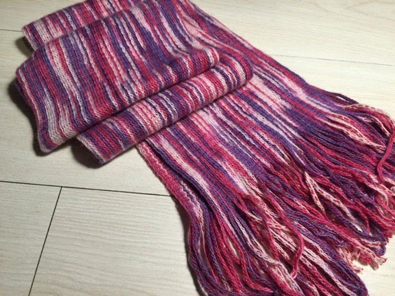 祕鲁针织围巾温暖触感-粉紫 - 丝巾 - 其他材质 紫色