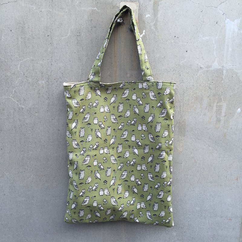 猫头鹰与小蘑菇 长方形提袋 （抹茶色） - 手提包/手提袋 - 其他材质 绿色