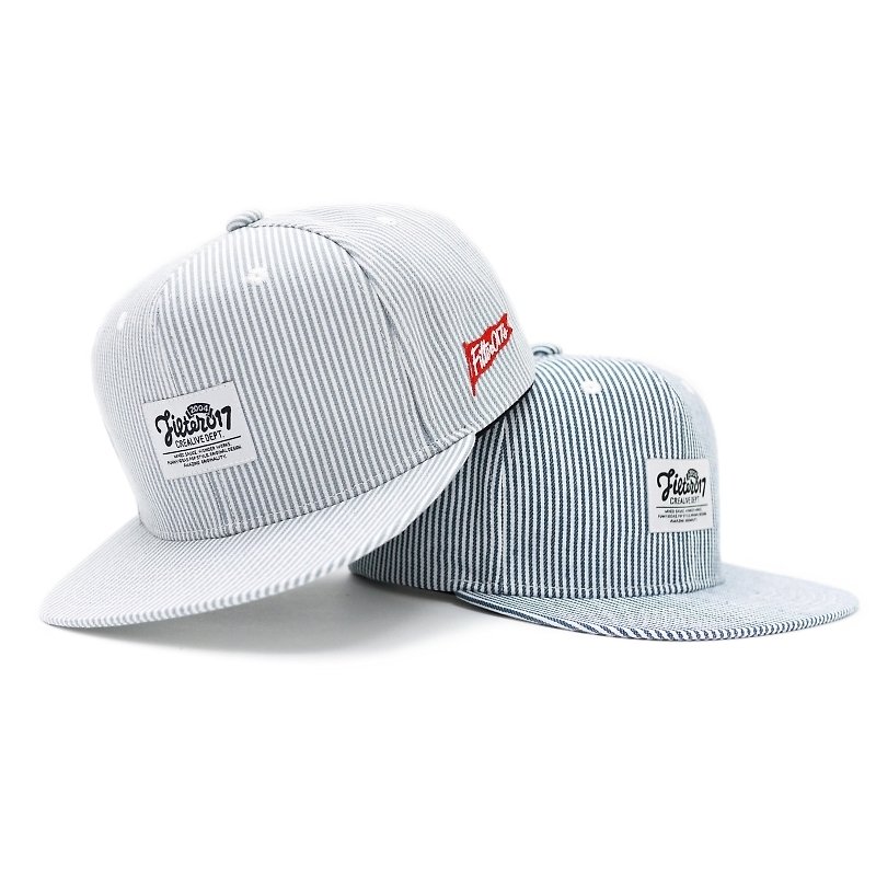 Filter017 Stripe Denim Snapback Cap 条纹单宁后扣式棒球帽 - 帽子 - 其他材质 